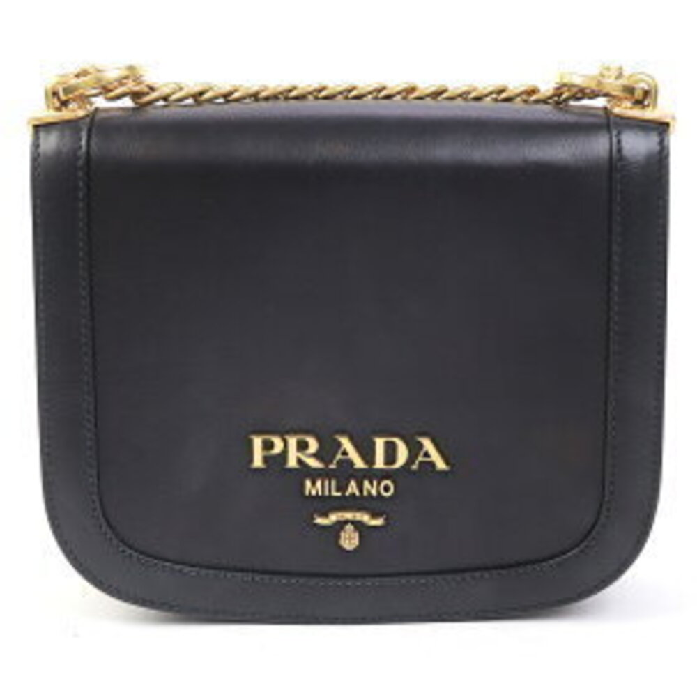 Prada Leather Shoulder Bag Metal Logo Flap Chain Pionnier Crossbody Messenger - Picture 2 of 7